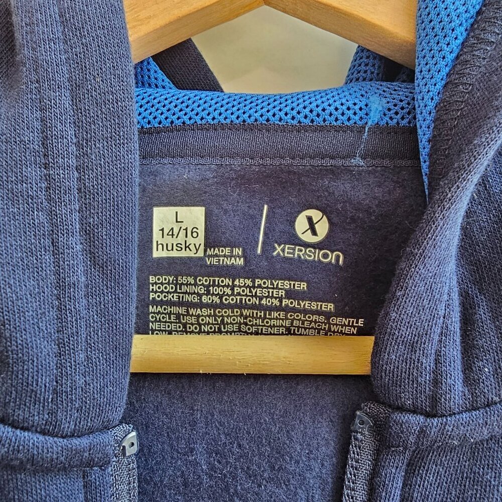 NWT Xersion Boys Large Husky Size 14/16 Zip-Up Hoodie American Navy Blue - Picture 3 of 9